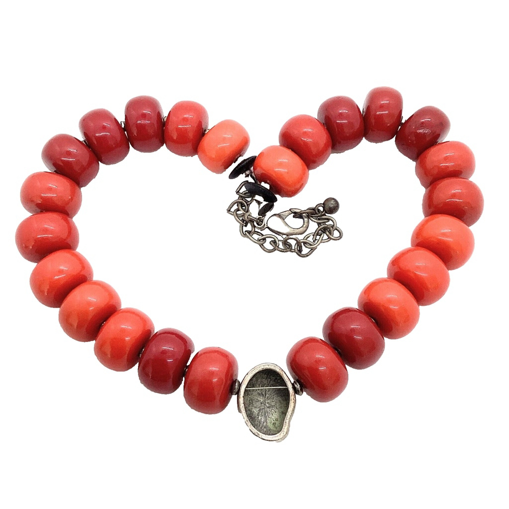 Chico's Faux Coral Beaded Statement Necklace - Picture 4 of 5